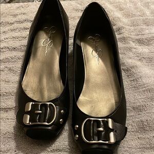 Jessica Simpson Black Buckle Flats